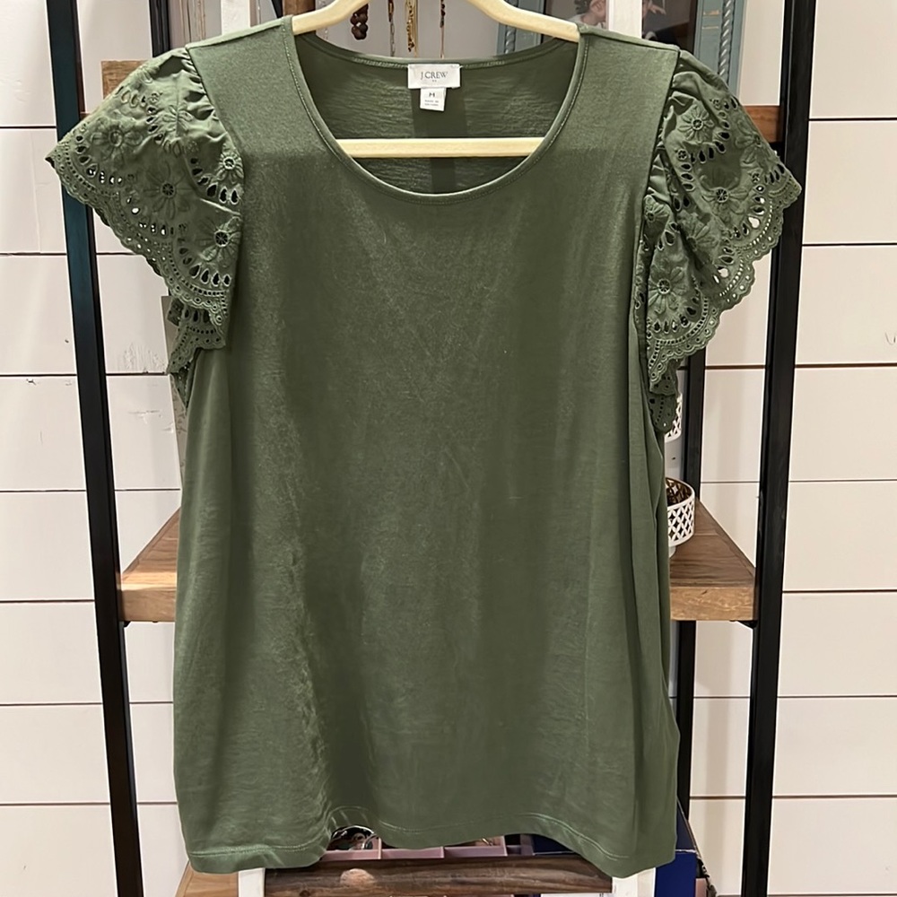J Crew Factory Flutter Sleeve Top -Sz: M